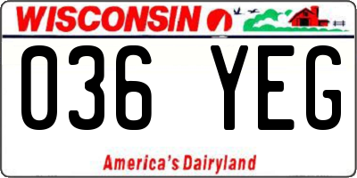 WI license plate 036YEG