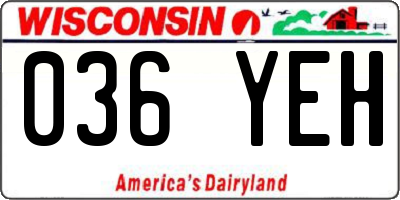 WI license plate 036YEH