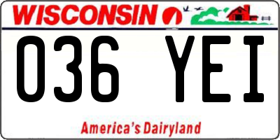 WI license plate 036YEI