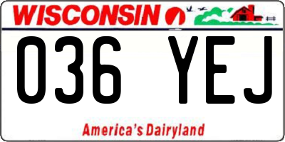 WI license plate 036YEJ