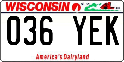 WI license plate 036YEK