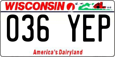 WI license plate 036YEP