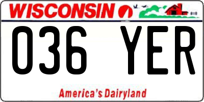 WI license plate 036YER