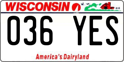 WI license plate 036YES