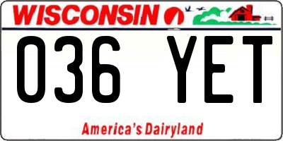 WI license plate 036YET