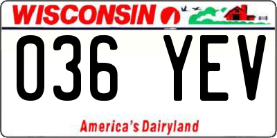 WI license plate 036YEV
