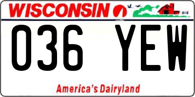 WI license plate 036YEW