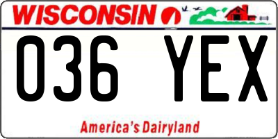 WI license plate 036YEX