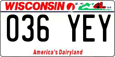 WI license plate 036YEY