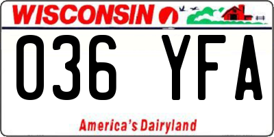 WI license plate 036YFA