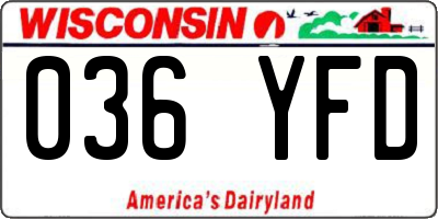 WI license plate 036YFD