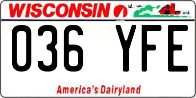 WI license plate 036YFE