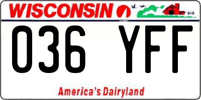 WI license plate 036YFF
