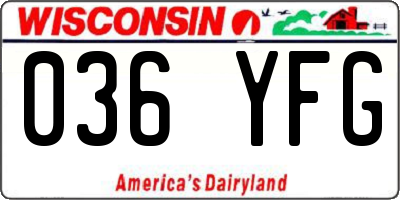 WI license plate 036YFG
