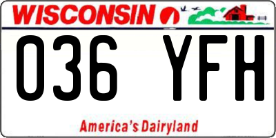 WI license plate 036YFH