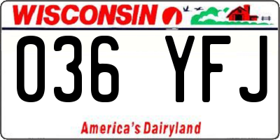 WI license plate 036YFJ