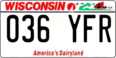WI license plate 036YFR