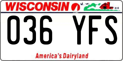 WI license plate 036YFS