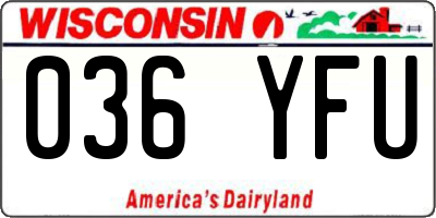 WI license plate 036YFU
