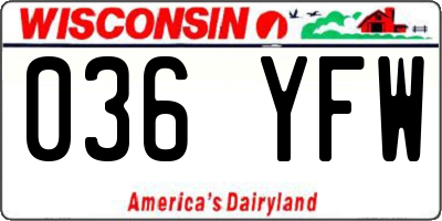 WI license plate 036YFW