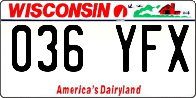 WI license plate 036YFX