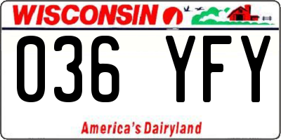 WI license plate 036YFY