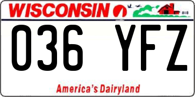 WI license plate 036YFZ