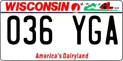 WI license plate 036YGA