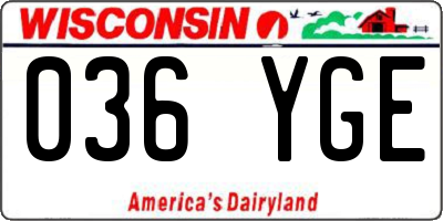 WI license plate 036YGE
