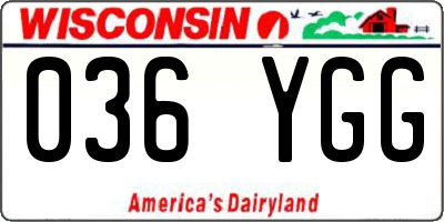 WI license plate 036YGG
