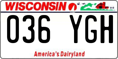 WI license plate 036YGH