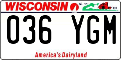 WI license plate 036YGM