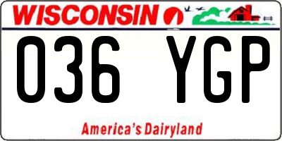 WI license plate 036YGP