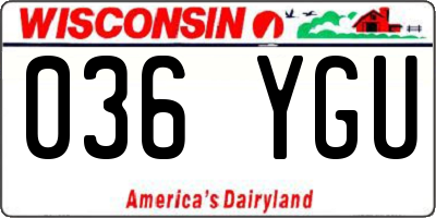 WI license plate 036YGU