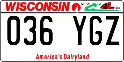 WI license plate 036YGZ