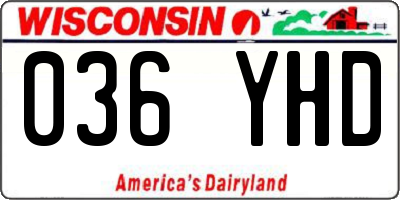 WI license plate 036YHD