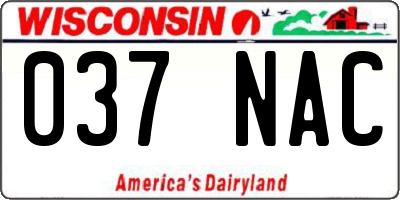 WI license plate 037NAC