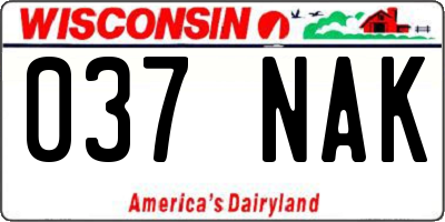 WI license plate 037NAK