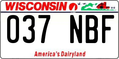 WI license plate 037NBF