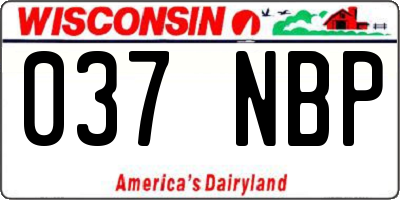 WI license plate 037NBP