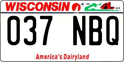 WI license plate 037NBQ