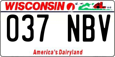 WI license plate 037NBV