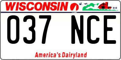 WI license plate 037NCE