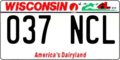 WI license plate 037NCL