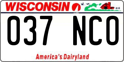 WI license plate 037NCO