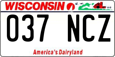 WI license plate 037NCZ