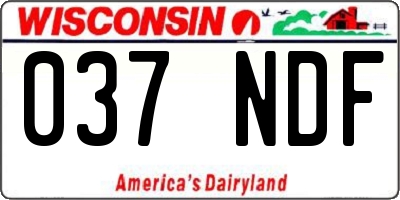 WI license plate 037NDF