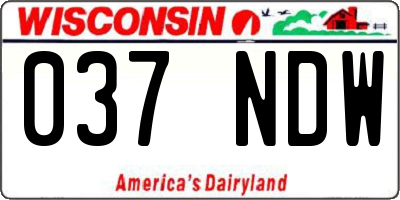 WI license plate 037NDW