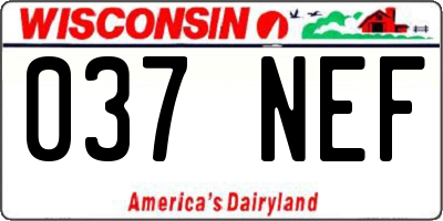 WI license plate 037NEF