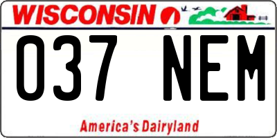 WI license plate 037NEM